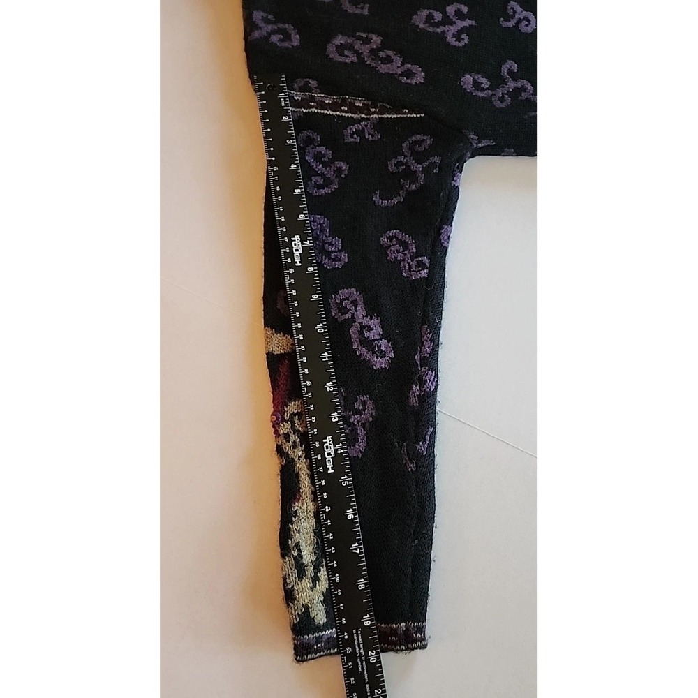 VTG Womens Cardigan Sz PL Black Floral Embroidered Sweater Nordic Scandi Cottage - Picture 8 of 11